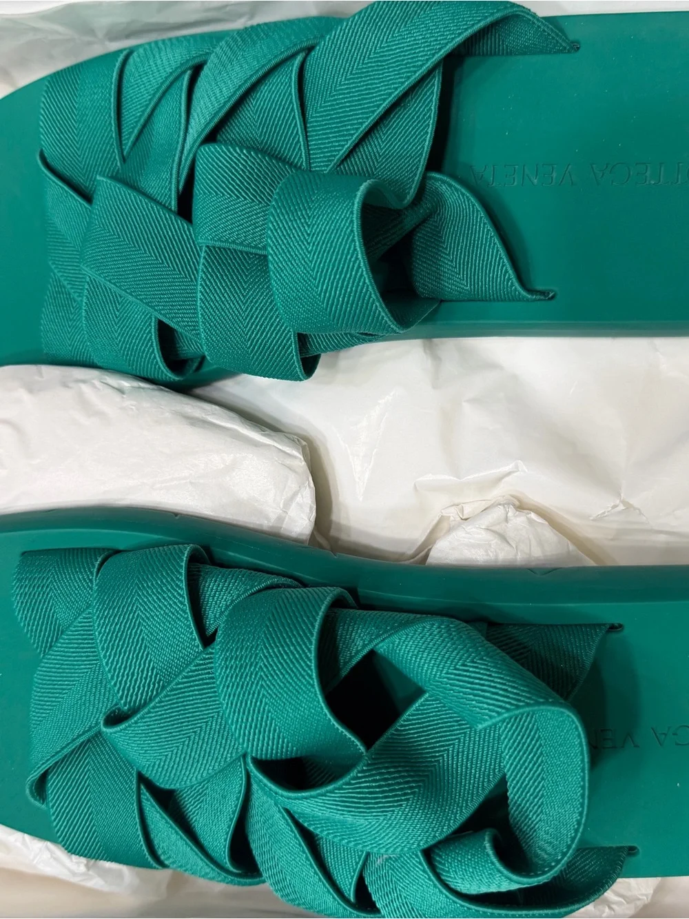 Bottega Veneta Starfish Intrecciato Slide - Teal